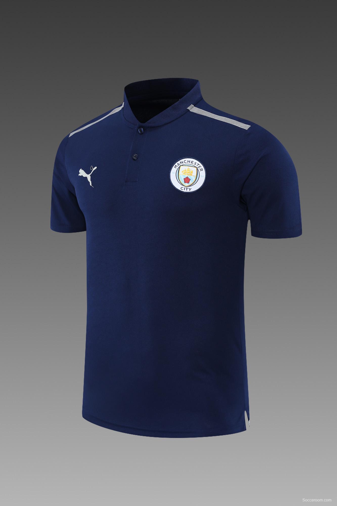 Manchester City POLO kit Dark Blue White Stripe (not supported to be sold separately)