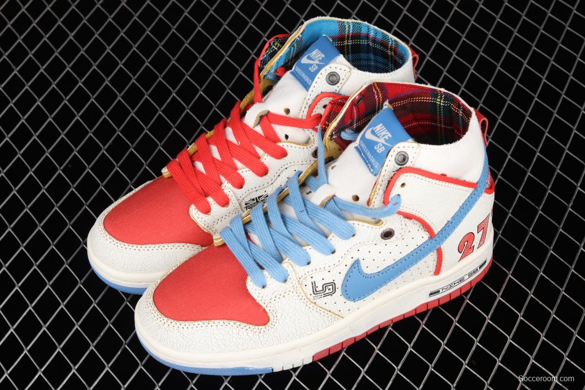 Magnus Walker x NIKE DUNK High Pro Decon QS [Porsche 911] White, blue and red high top casual skateboard shoes DH7683-100