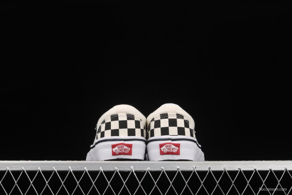 Vans Asher black and white checkerboard plaid Loafers Shoes retro low upper canvas casual shoes VN000SEQIPD