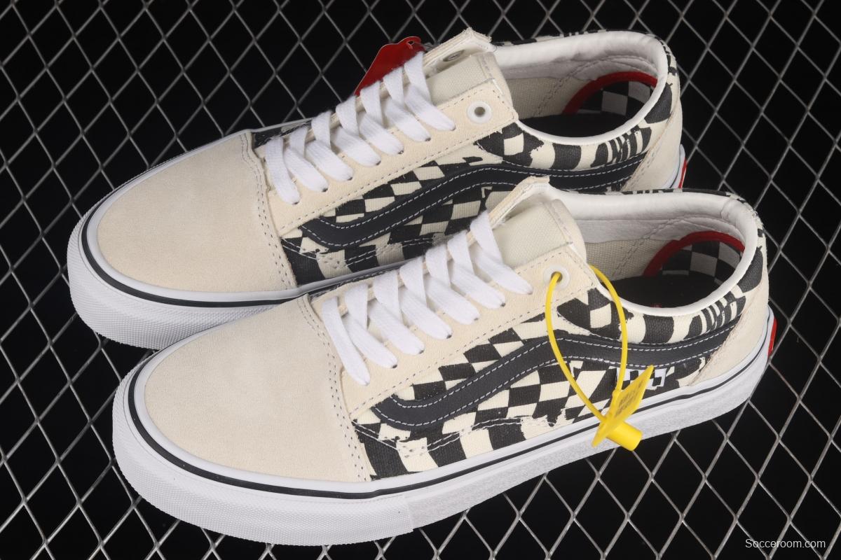 Vans Style 36 black side checkerboard plaid low edge professional skateboard shoes VN0A5FCB9CU