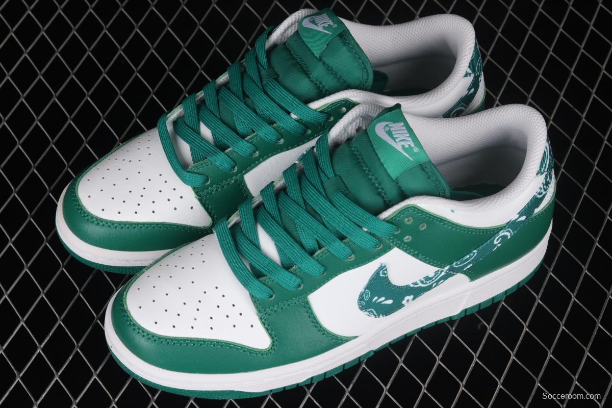 NIKE DUNK Low Green Paisley cashew nuts white and green SB buckle rebound fashion casual board shoes DH4401-102