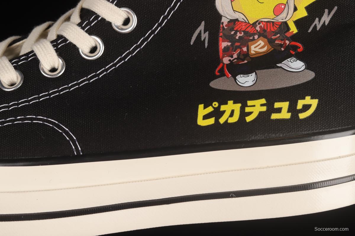 Converse Chuck 1970s x Pokemon Pokemon Pikachu cute and playful limited edition Samsung standard canvas shoes 162050C