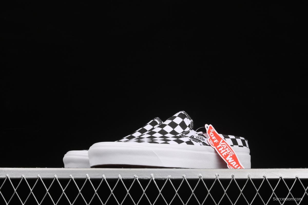 Vans Authentic 2021 summer new Anaheim black and white checkerboard VN0A54F75GULoafers Shoes slacker semi-dragged canvas board shoes