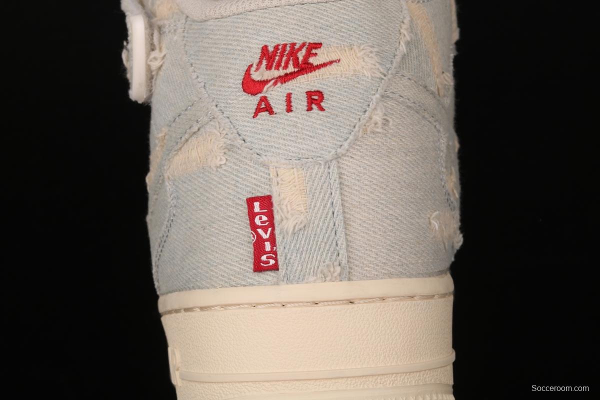 NIKE Air Force 1: 07 Mid Levi washed old Zhongbang casual board shoes 651122-215