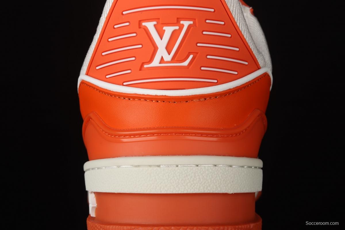 Authentic LV 2021ss early spring fashion catwalk sneakers 400N ORANGE White