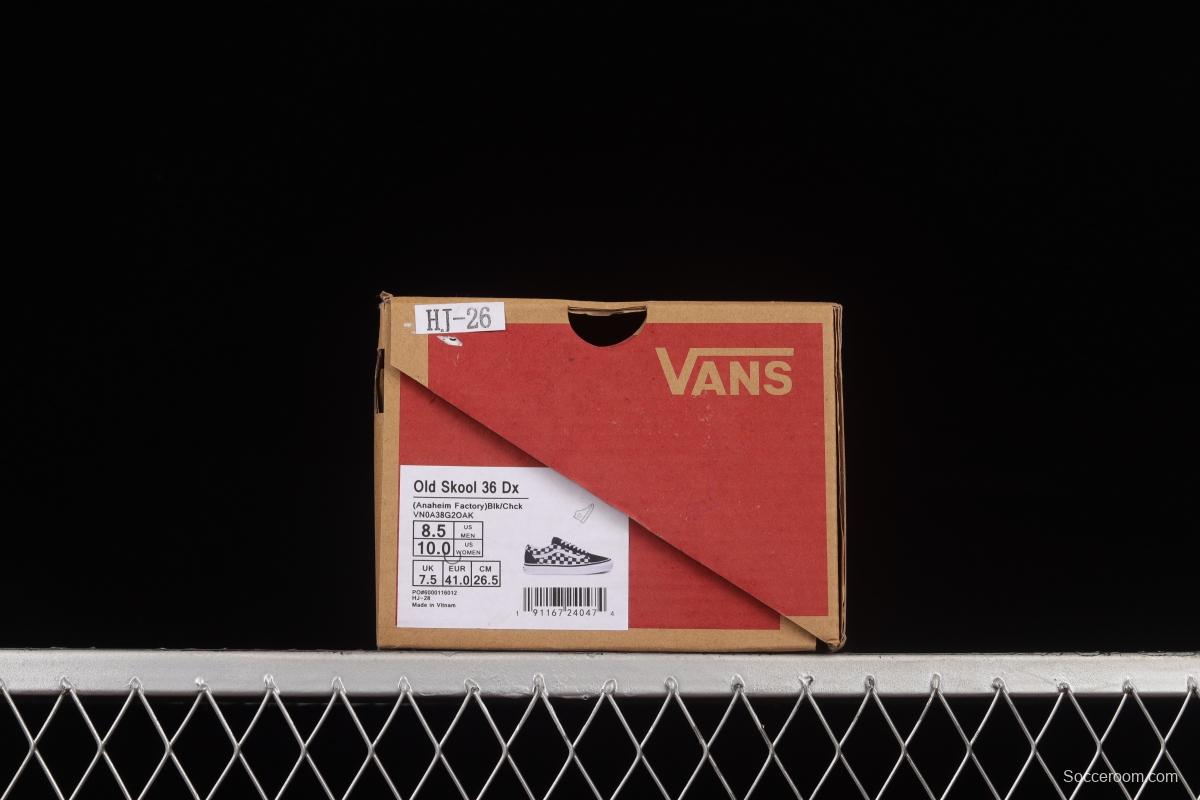 Vans Old Skool DX Anaheim black and white checkerboard old dirty low-top shoes VN0A38G2OAK