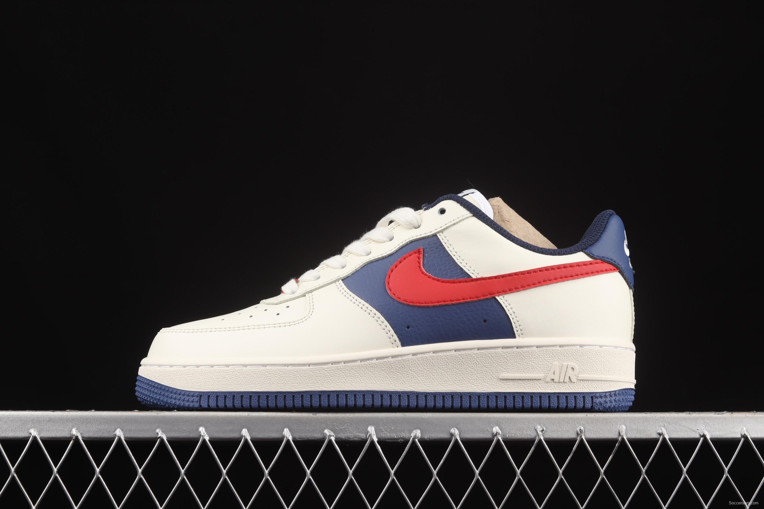 NIKE Air Force 1x07 Low white, blue and red stitching low-top casual board shoes CW2288-901