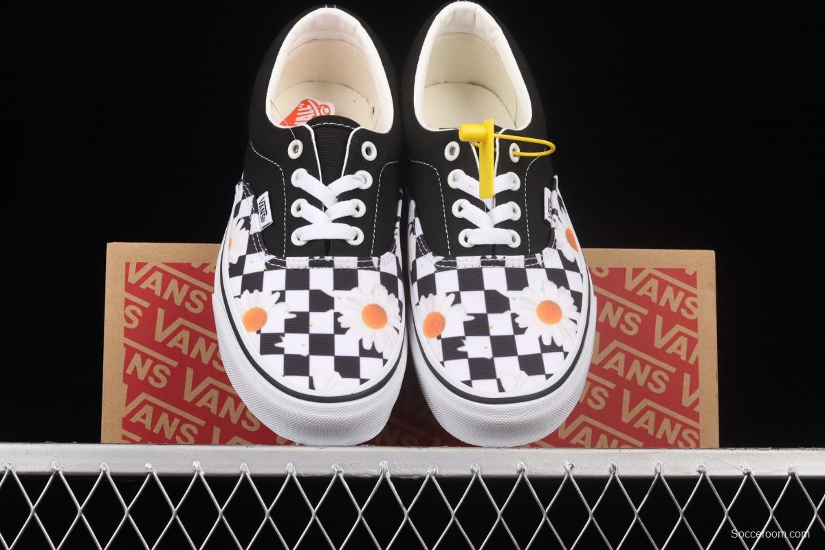 Vans Era black checkerboard daisies low upper canvas shoes VN0A5KX5B0B