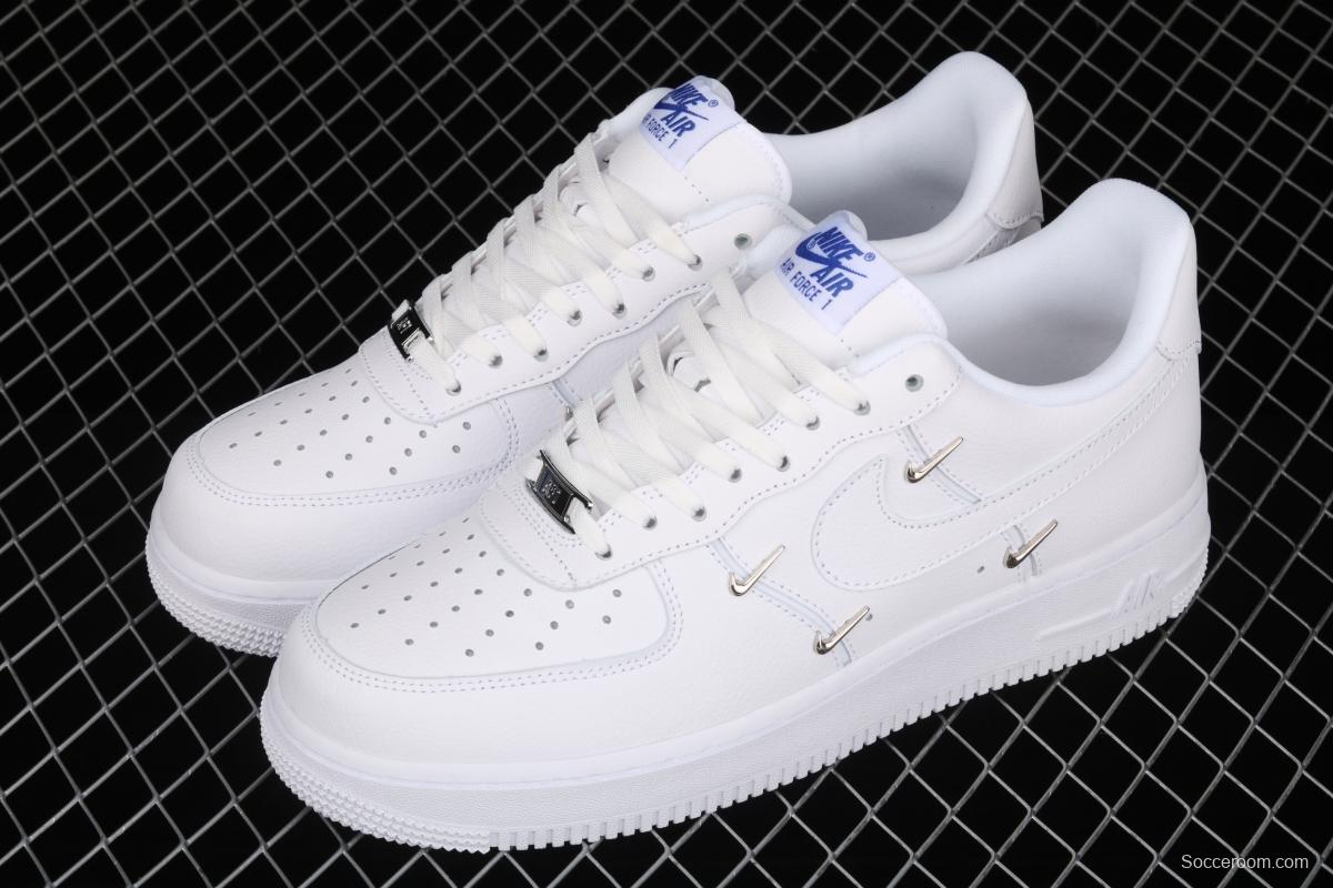 NIKE Air Force 11607 Low All white joint name small silver hook low-top casual board shoes CT1990-100