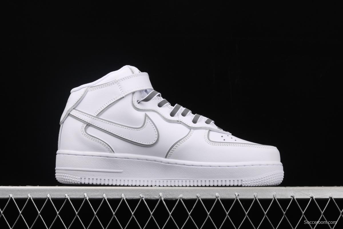 NIKE Air Force 1x 07 Mid laser white 3M reflective medium side leisure sports board shoes 369733-809