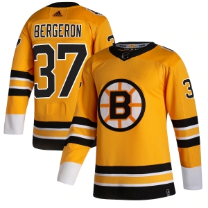 Youth Patrice Bergeron Yellow 2020-21 Reverse Retro Player Team Jersey