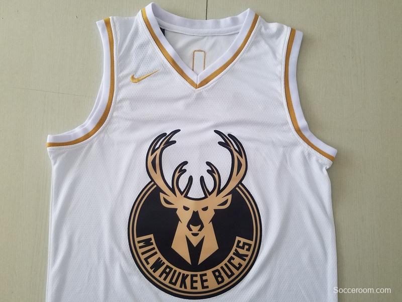 Giannis Antetokounmpo 34 White Golden Edition Jersey