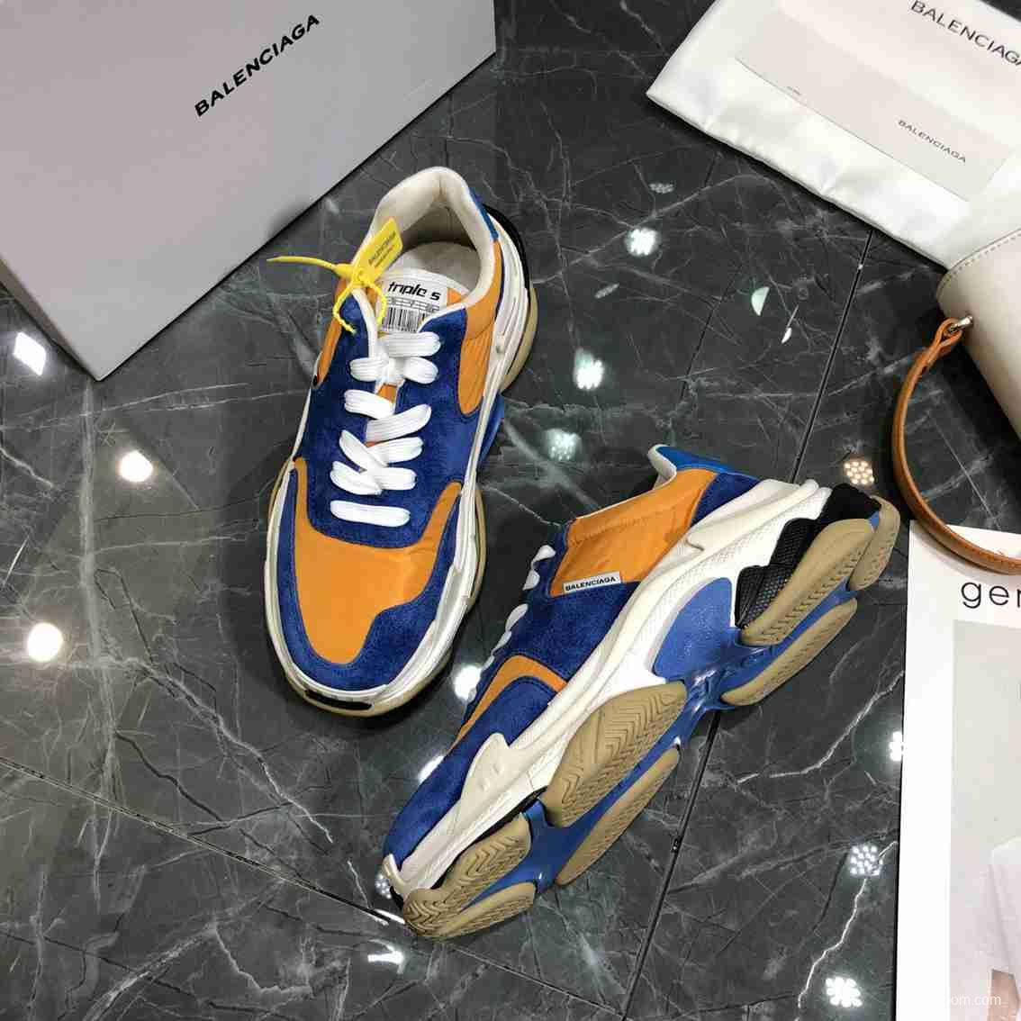 Men/Women Balenciaga Triple S Sneaker Navy/Brown Item 6380340