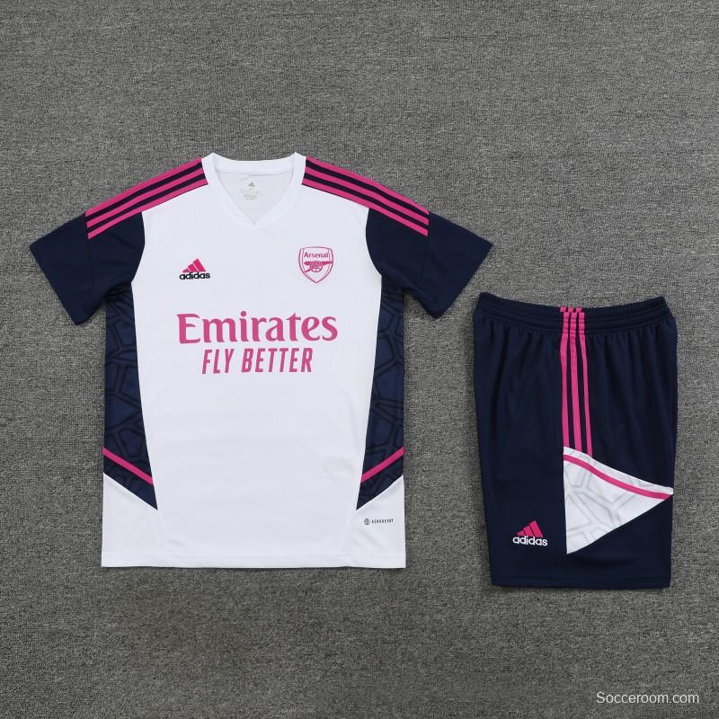 23-24 Arsenal White/Navy Short Sleeve+Shorts