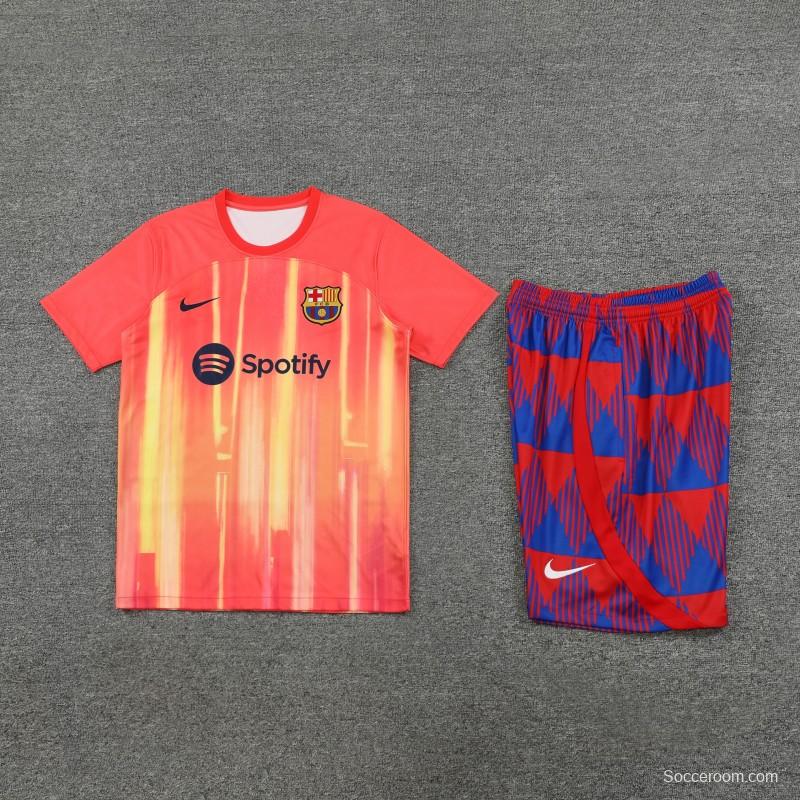 23-24  Barcelona Orange Short Sleeve Jersey+Shorts