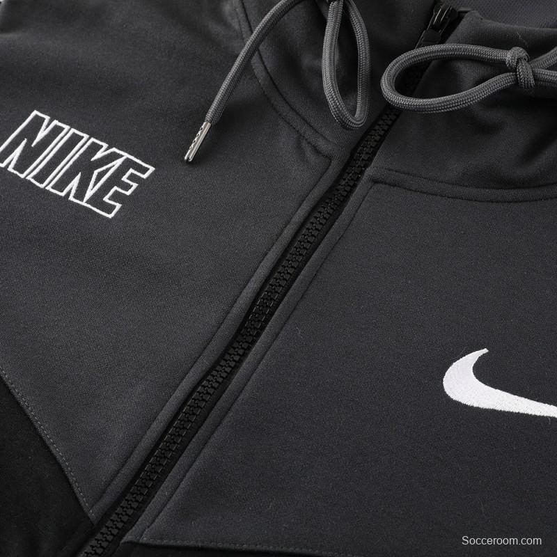 23/24 NIKE Black/Grey Full Zipper Hooide Jacket+Pants