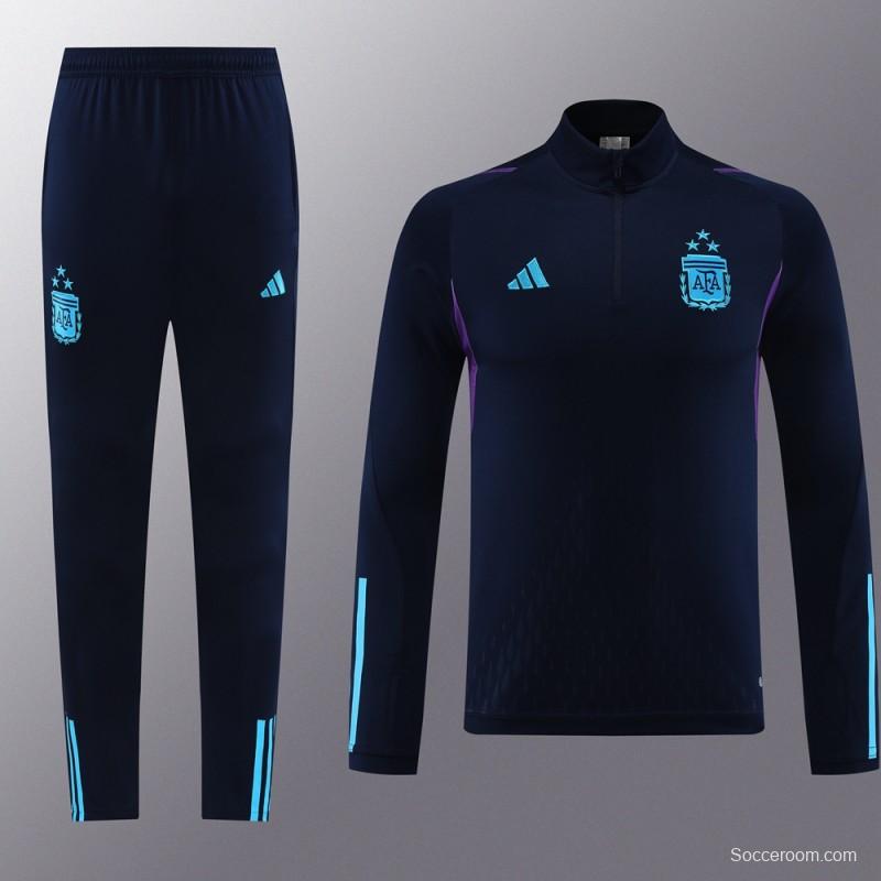 2023 Argentina Navy Half Zipper Jacket+Pants