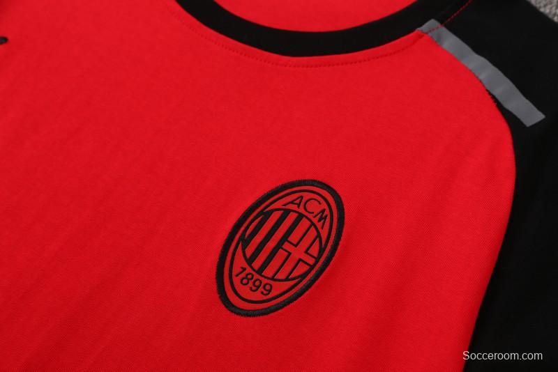 23/24 AC Milan Red/Black Cotton Short Sleeve Jersey+Shorts