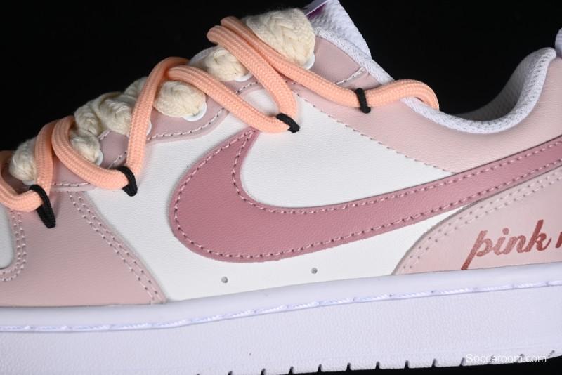 Nike Court Borough Rose Pink Customized  Non-Slip Wear-Resistant Low-Top Sneakers