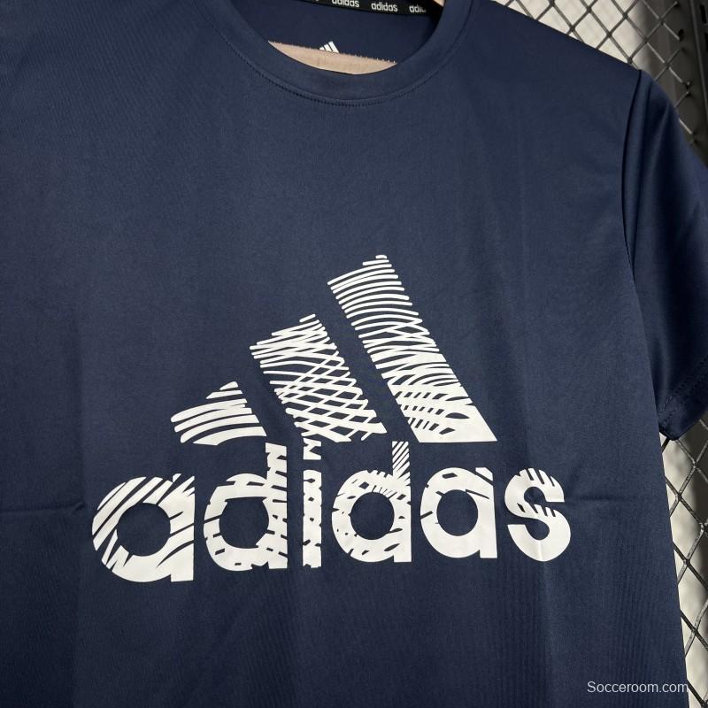 2024 Adidas  Royal Blue Cotton T-shirt #1033