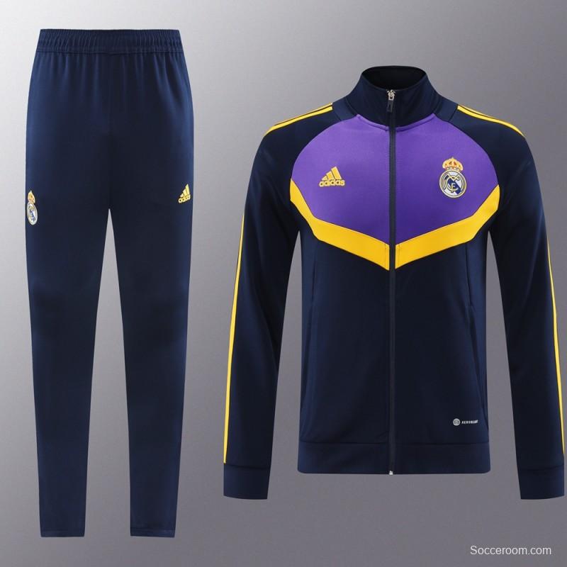 24/25 Real Madrid Black/Purple Full Zipper Jacket +Long Pants