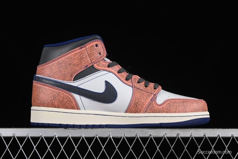 Nike Air Jordan 1 Mid "Flight Vintage" Retro Basketball Shoes with Washed Color Design - FV3619-106