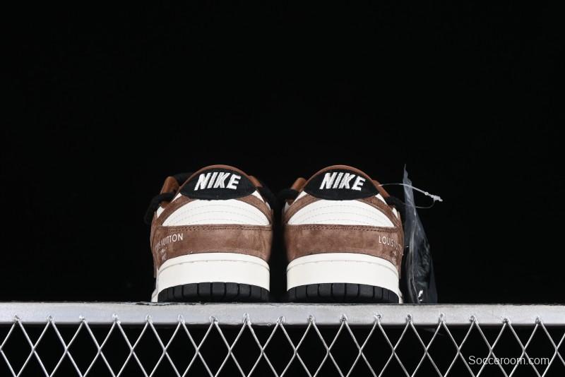 Nike SB Dunk Low LV Collaboration - Black Brown Fade Anniversary Custom Low-Top Casual Sneakers - SJ2068-233