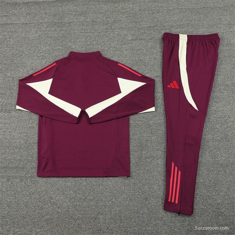 24/25 Bayern Munich Wine Half Zipper Jacket+Long Pants