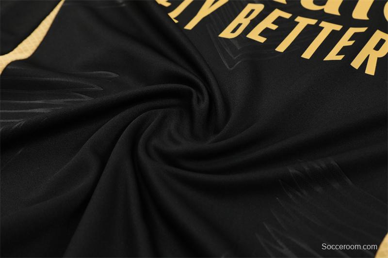 24/25 Real Madrid Black/Golden Half Zipper Jacket+Long Pants