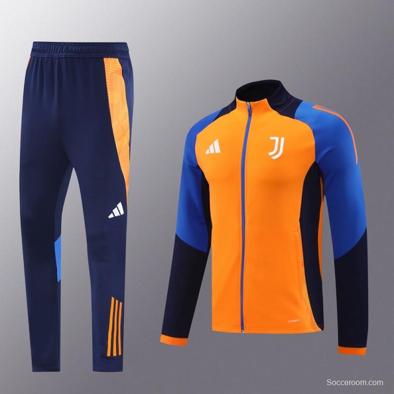 24/25 Juventus Orange Full Zipper Jacket +Long Pants