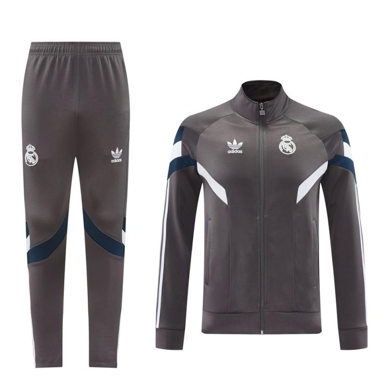 24/25 Real Madrid Grey Full Zipper Jacket +Long Pants