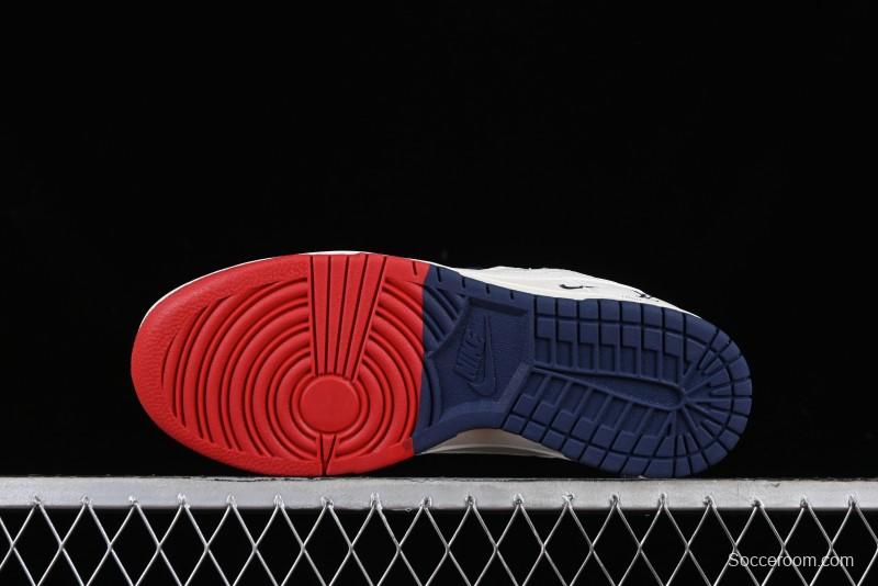 Nike SB Dunk Low LV Collaboration - Beige Red Blue Dual Color Anniversary High-End Custom Low-Top Casual Sneakers - XX2025-333