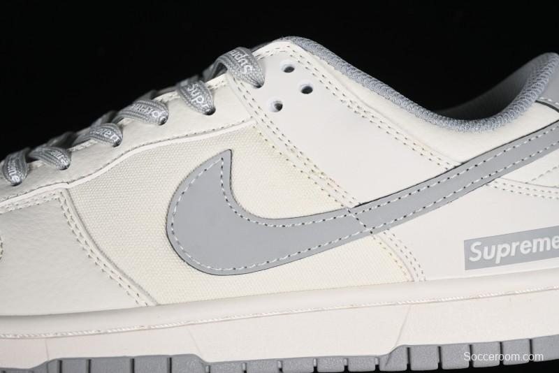 Nike SB Dunk Low Supreme Collaboration - Beige Canvas Anniversary High-End Custom Low-Top Casual Skate Shoes - BB6698-514