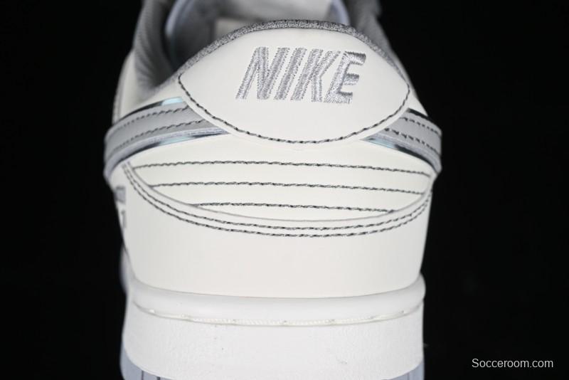 Nike SB Dunk Low OFF-WHITE Collaboration - Light Beige Grey Check Anniversary High-End Custom Low-Top Casual Sneakers - DJ2024-001