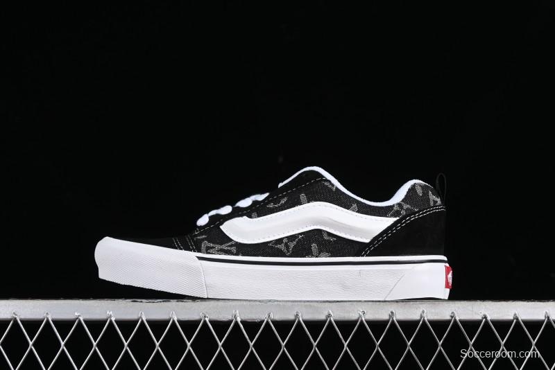 Vans Knu-Skool Premium Custom Denim Monogram Slip-On Shoes - VN0009QC6BT