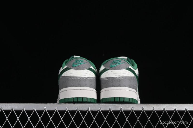 Nike SB Dunk Low Gucci Collaboration - Double G Grey Green Swoosh Anniversary Custom Low-Top Casual Skate Shoes - SF1588-134