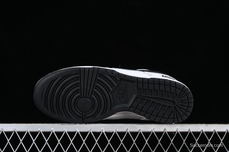 Nike Supreme x Nike SB Dunk Low Collaboration - Classic White Black Anniversary High-End Custom Low-Top Casual Skate Shoes - DY1503-100