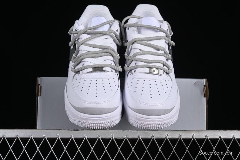 Nike Air Force 1 '07 Low Spray Paint White Grey Strap Low-Top Casual Sneakers - ZH0316-017