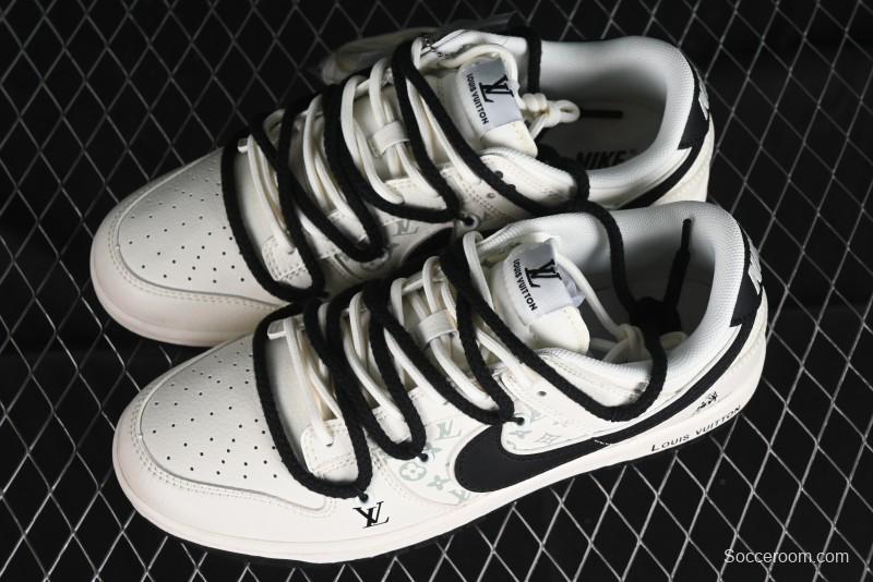 Nike SB Dunk Low LV Collaboration - Lamborghini Strap White Black Hook Anniversary High-End Custom Low-Top Casual Sneakers - SJ2068-261