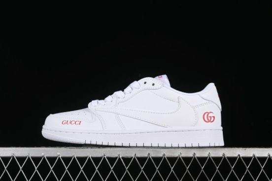 Nike Travis Scott x Fragment Design x Air Jordan 1 Low OG SP AJ1 Gucci Collaboration - White Low-Top Casual Sneakers LJ5188-014