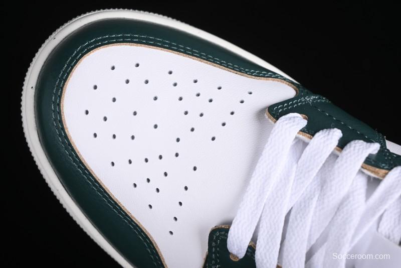Nike Air Jordan 1 Low Retro Casual Sneakers in White Green - FQ7687-300