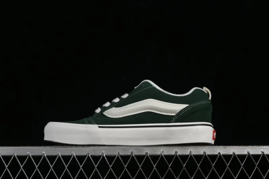 Vans Knu-Skool High Street American Retro Canvas Skate Shoes in Black Green - VN000CSQW3Z