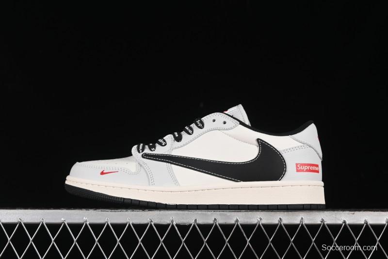 Nike Travis Scott x Fragment Design x Air Jordan 1 Low OG SP AJ1 Supreme Collaboration - Mist Blue Low-top Casual Sneakers - SJ2068-119