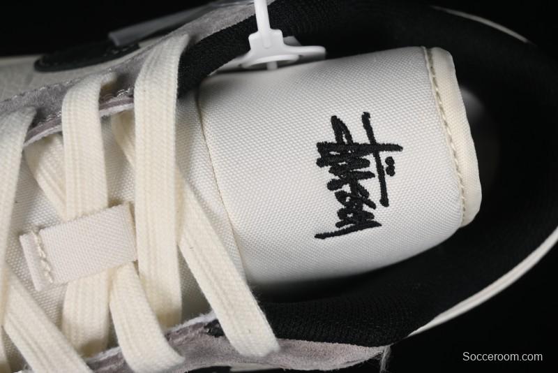 Nike Air Jordan 1 Low Stussy Collaboration - Grey Black Red Label Retro Basketball Shoes - SJ9950-034