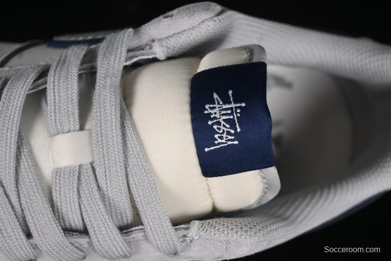 Nike Air Force 1 '07 Low Stussy Collaboration - Grey Pigskin Blue Sole Low-Top Casual Sneakers - XZ3318-028