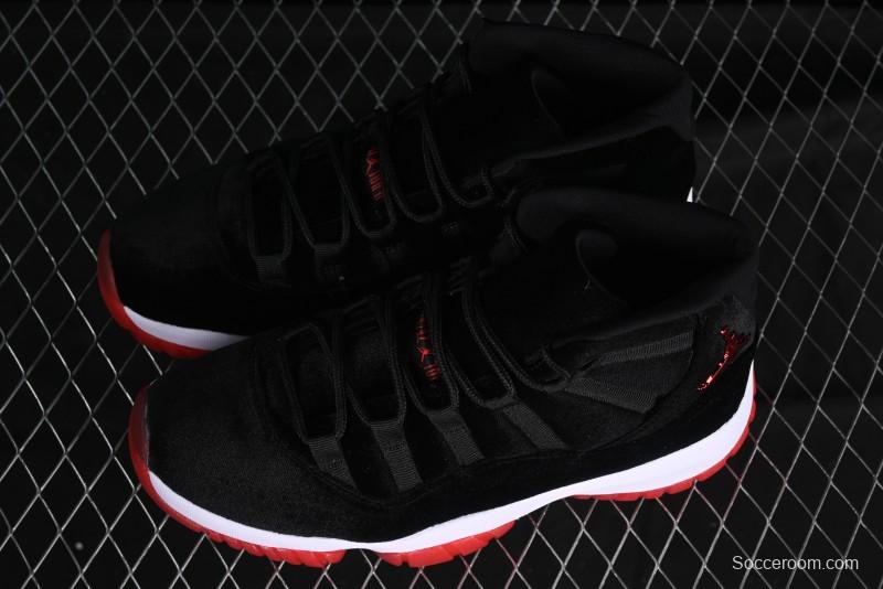 Nike Air Jordan 11 Retro "Bred Velvet" Basketball Shoes with Velvet Overlay - DB5457-061