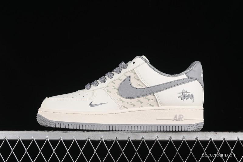 Nike Air Force 1 '07 Low Stussy Collaboration - Brushed Grey Low-Top Casual Sneakers - XZ3328-005