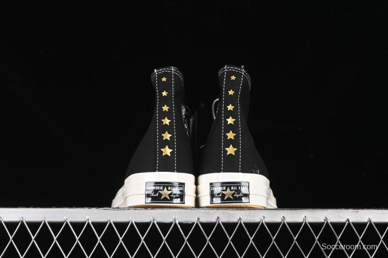 Converse Chuck 1970s High-Top Sneakers with Gold Star Accents and Classic Black & White Design - A12462C