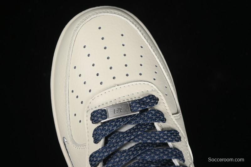 Nike Air Force 1 '07 Mid Deep Blue Two-Tone Sole Mid-Top Casual Sneakers with Reflective Stars - XL0236-233