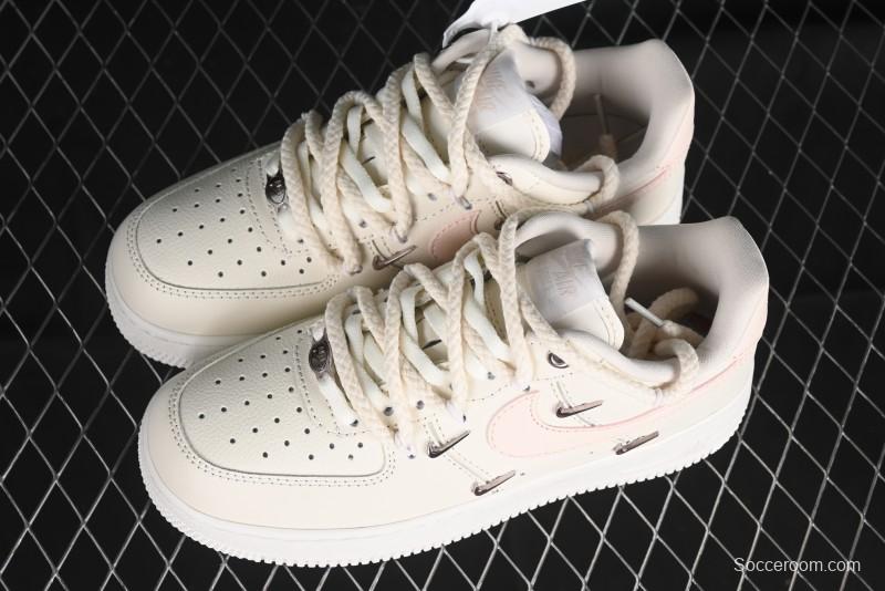 Nike Air Force 1 '07 Low Pink Deconstructed Swoosh Casual Sneakers - FC8110-181